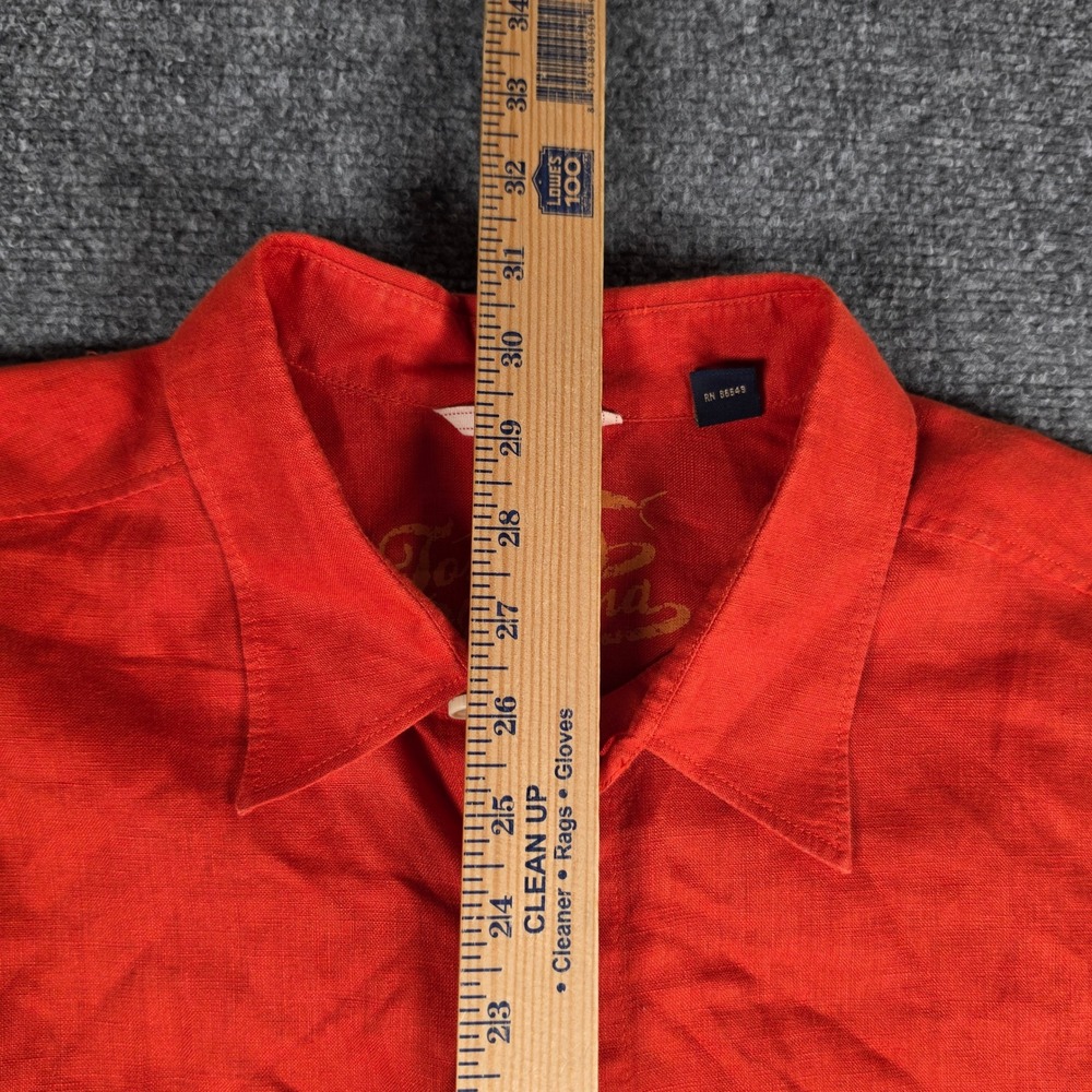 Tommy Bahama Button Up Shirt Mens XL Red/Orange 100% Linen Long Sleeve - Picture 5 of 6